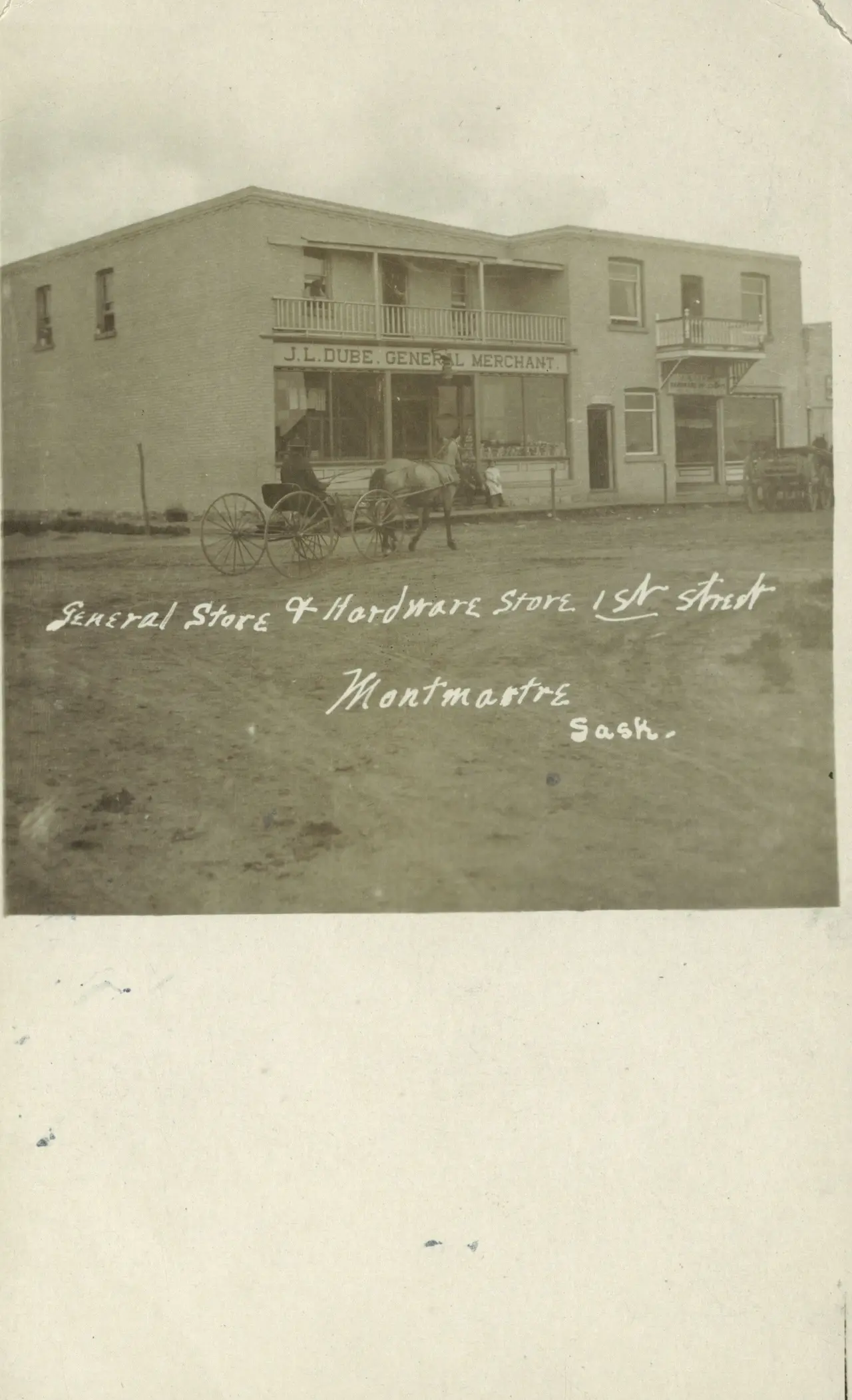 J.L. Dube General Store, 1st Street, Montmartre, about 1910